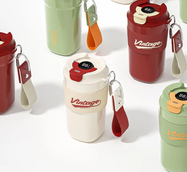 500ml Intelligent Temperature Display Thermal Insulation Extration Coffee Milk Juice Cup with Carring Rope