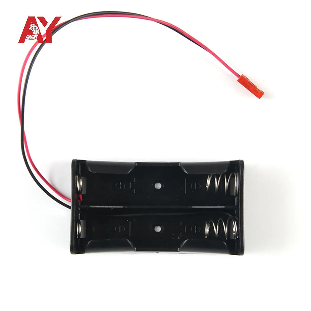 3.7V Custom Parallel Connection 18650 Battery Holder 2 Cell Li-ion Black Power Storage Box With Red JST(25064-PT) Connector
