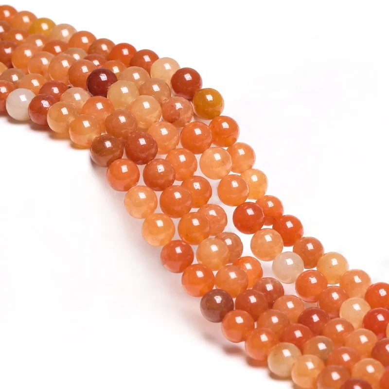 Wholesale natural gemstone beads 4/6/8/10/12mm smooth round red aventurine loose beads for diy jewelry making