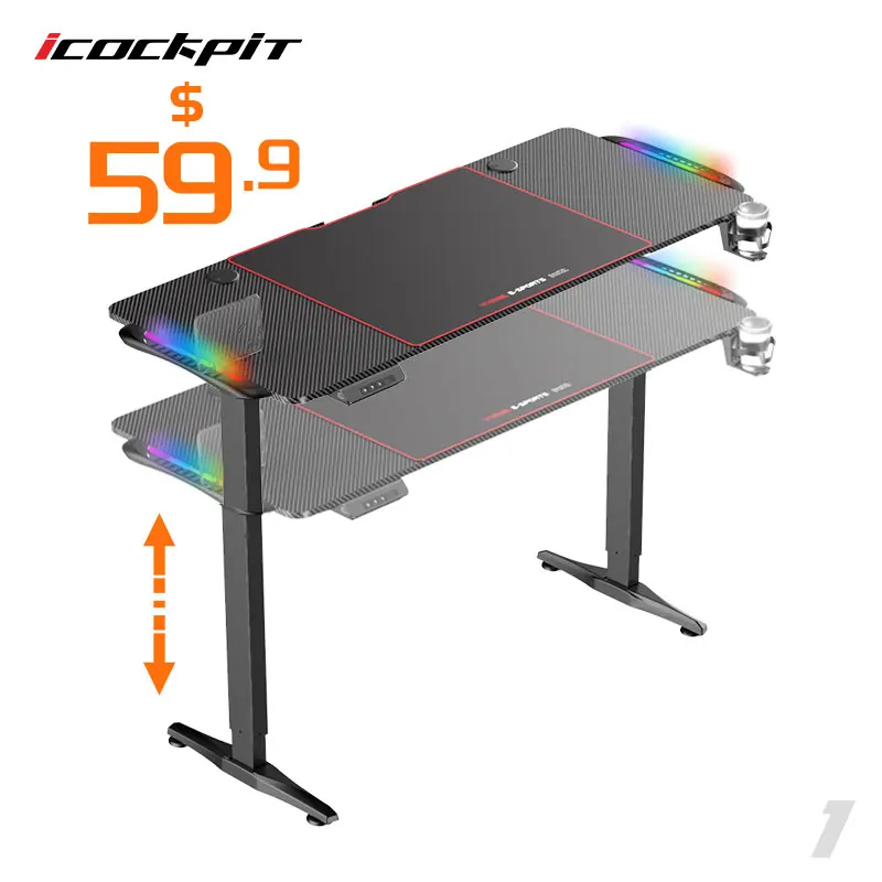 Younger Design Electronic Competition Height Adjustable Gaming Table PC Desk Computer Desks Computer Gaming Table