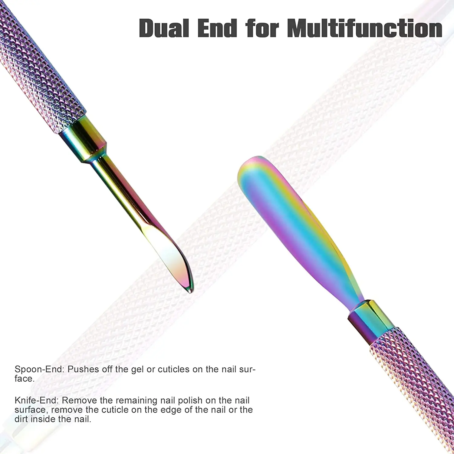 Titanium Nail Cuticle Pusher Double-ended Stainless Steel Polish