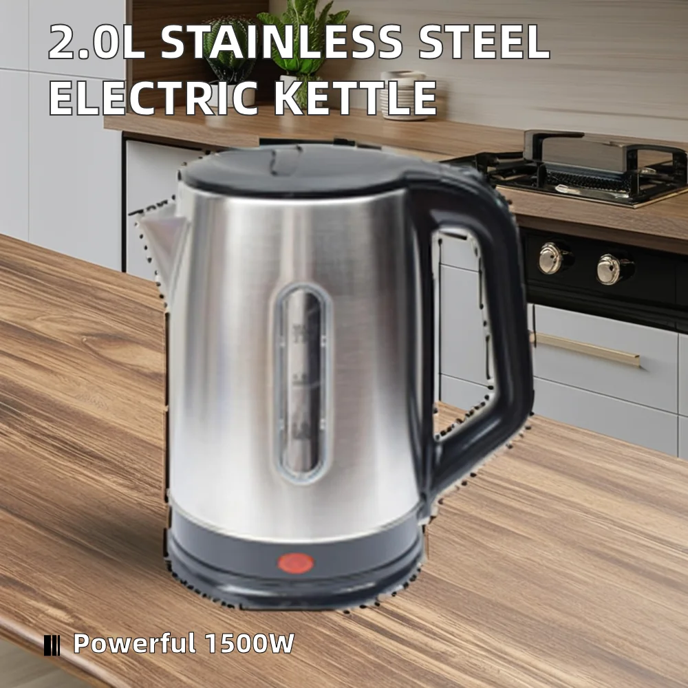 New Stainless Steel Electric Water Heater Kettle 2.0L Portable with Spray-Paint Automatic Boiling for Home Kitchen Use