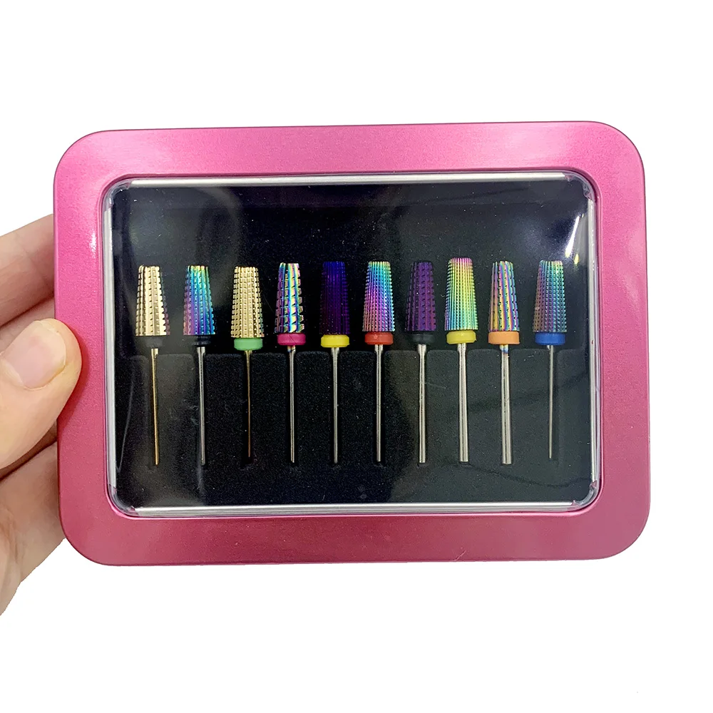 Wholesale 5 in 1 purple carbide drill bits for nail drills rose gold