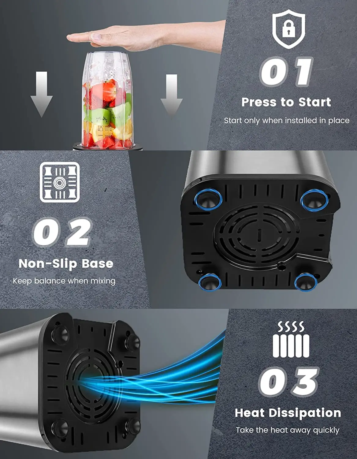 2024 New PC2108 Portable Fruit Juicer Ice Smoothie 6 Blades Blender Electric Mixer Multifunctional Blender for Living