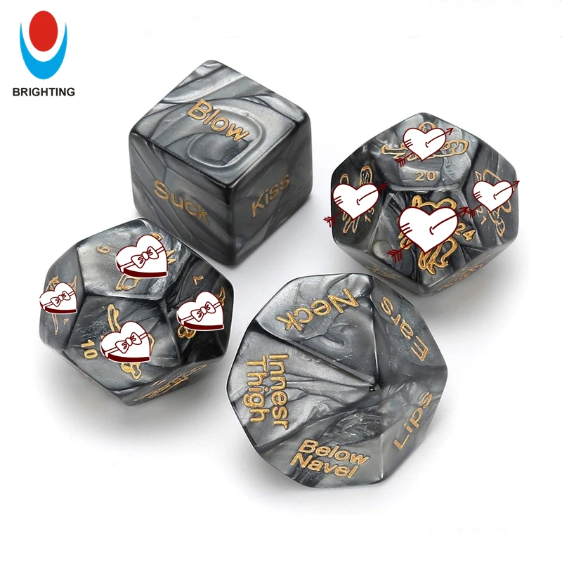 
4 Pieces Marble Acrylic Black and White Party Gift Family Position Audit Game Sex Dice 