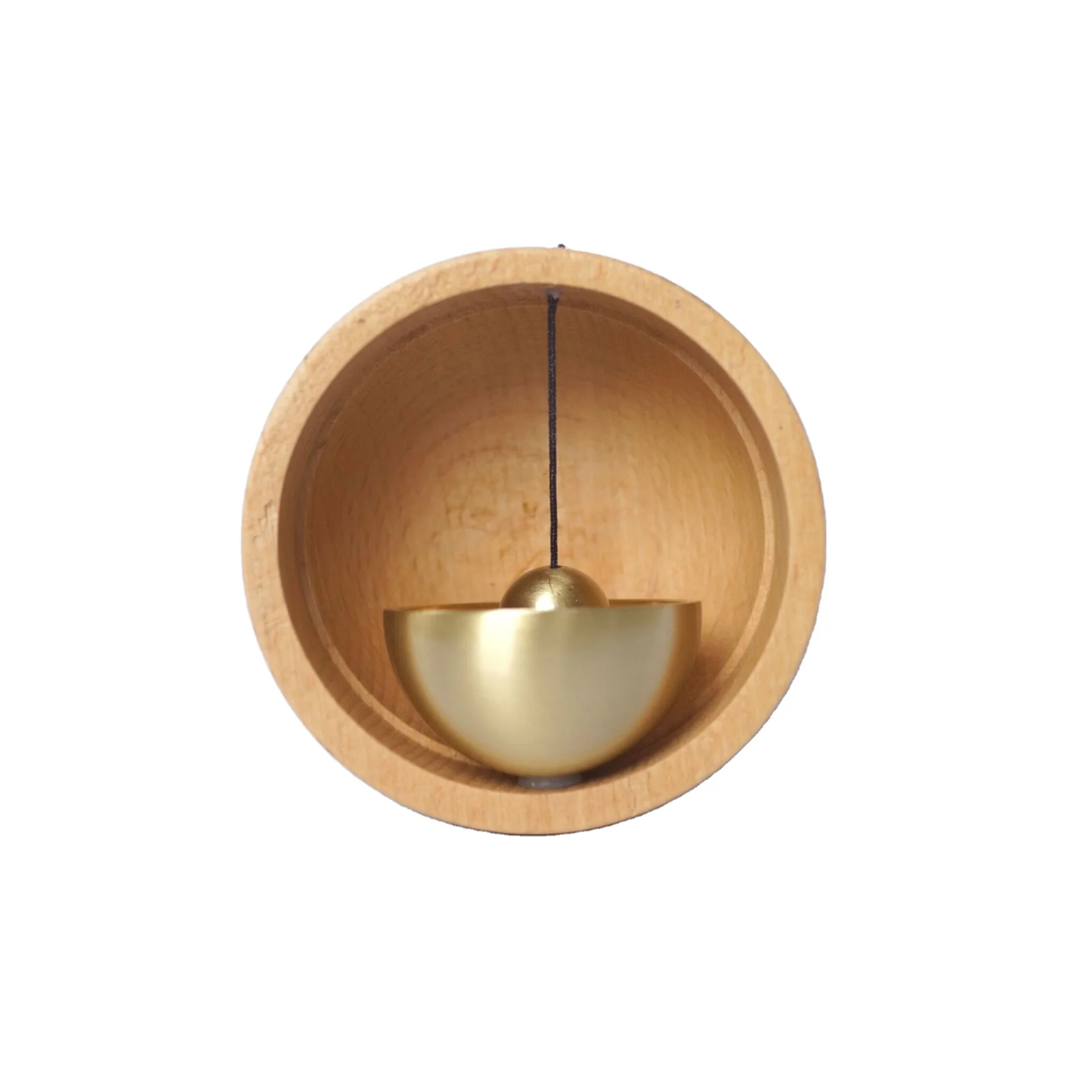 Handmade Sandalwood Door Bell Solid Wood Brass Copper Folk Art Style Creative Simple Design Household Refrigerator Painted
