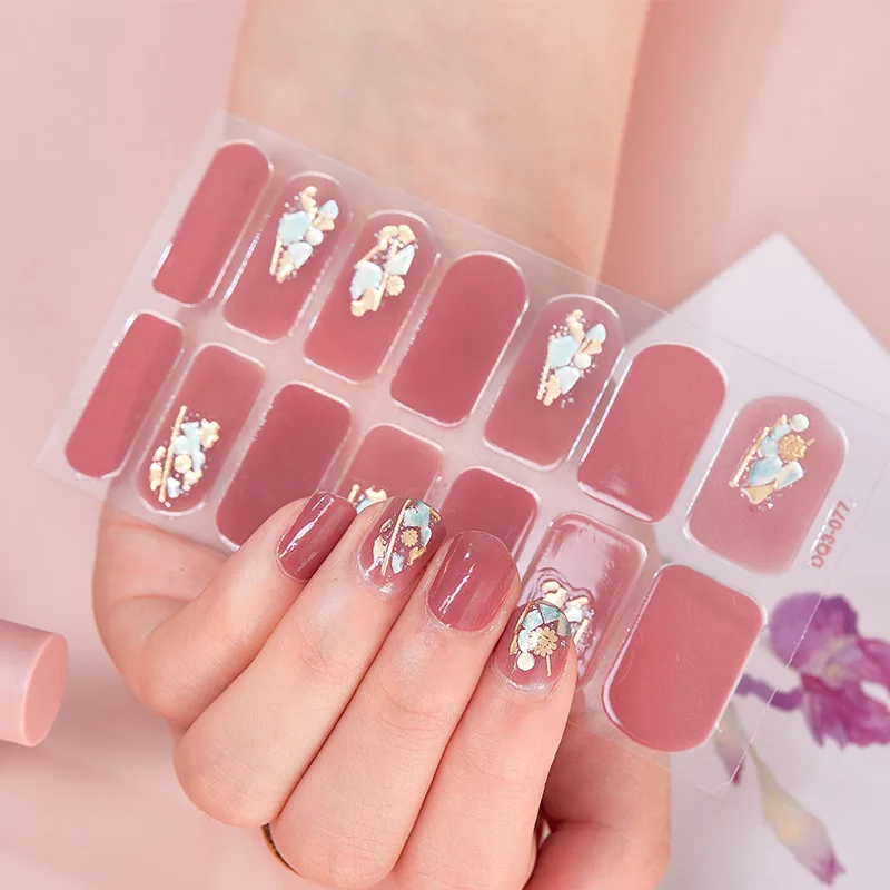 Full Cover Colorful Nail Polish Stickers UV Gel Polish Nail Wraps Strips Nail Art Stickers