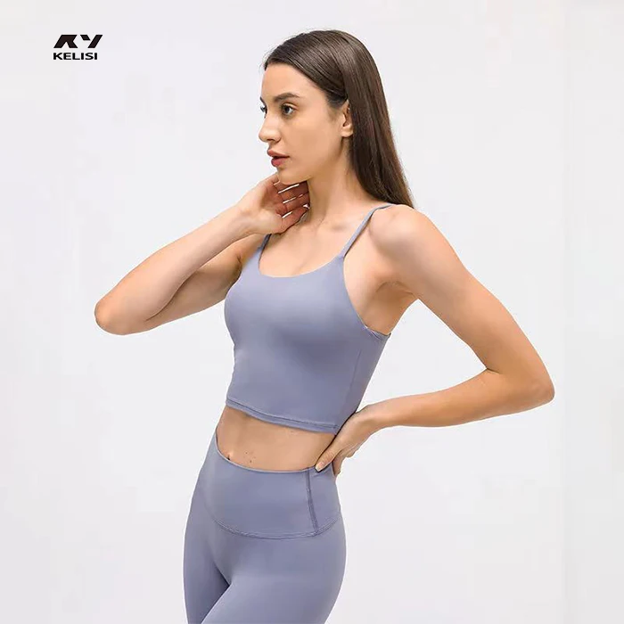 Новинка 2021 года, простой жилет с бюстгальтером и подкладкой, женское чувство красивой спины, наполовину вырезанный пупок, бюстгальтер для йоги, фитнеса, комплект для йоги с высокой талией