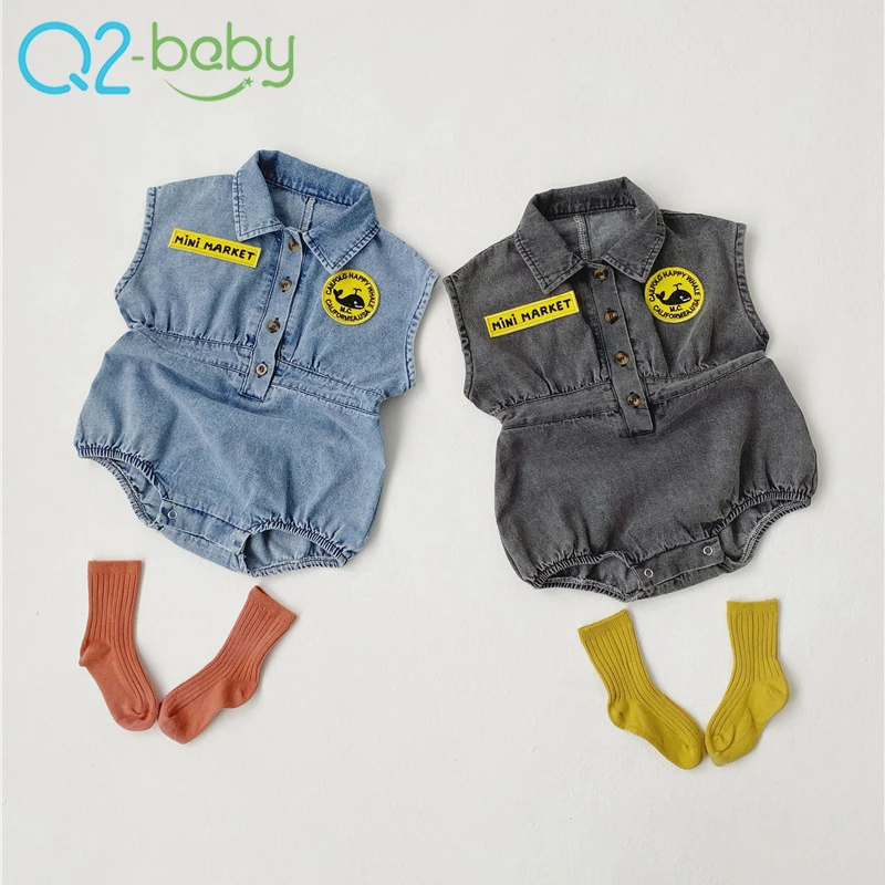 
Summer jumpsuit baby infants trendy wild tooling casual sleeveless baby denim jumpsuit romper baby 3600 