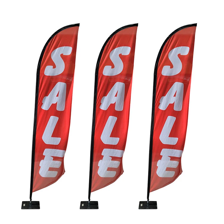 custom printed single-side 13ft feather advertising banner flying beach flag now leasing with spike