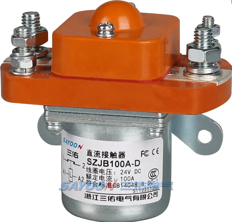 SAYOON dc contactor  100a 12v 24v 36v 48v 60v 72v  dc contactor SZJB100A/SZJB100A-D/MZJ-100B ce rohs