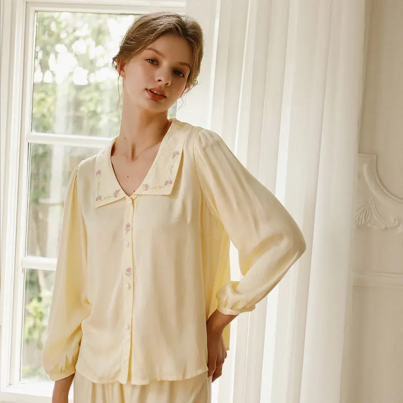 Wholesale Silklike Viscose Pajama Dress Women Sleepwear Set