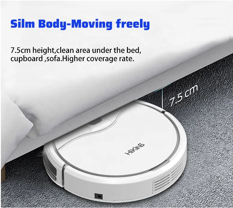 Hikins HKS-805 Wifi Auto Self Cleaning Wet Mop Automatic Mop Commercial Mini Robot Vacuum Cleaner with Wiping Function