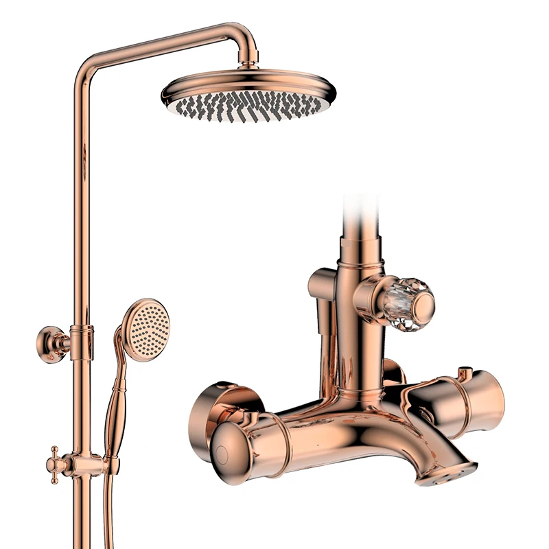 HIMIXER in stock thermostatic bath & shower faucets brass white bathroom shower system square gold shower mixer taps full sets