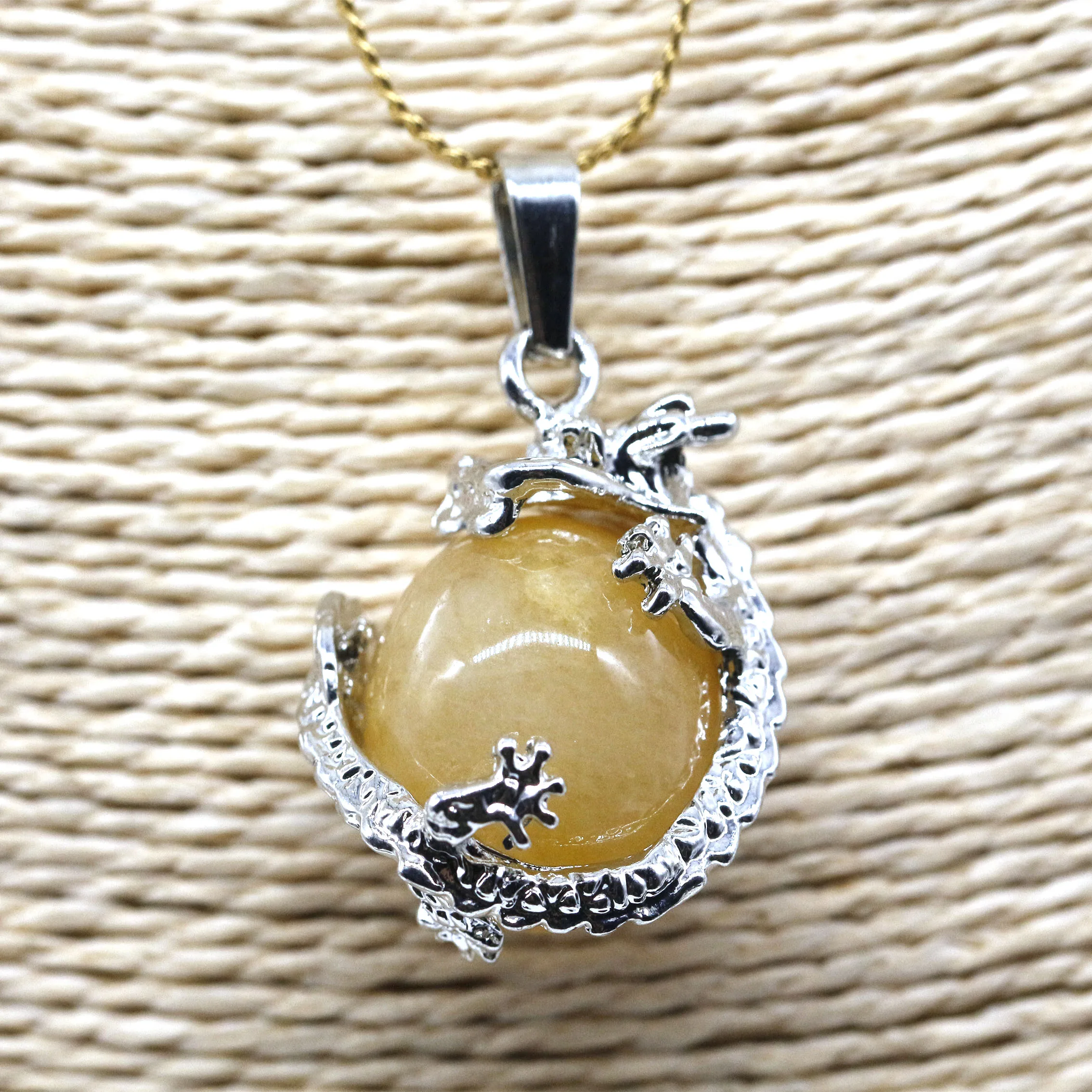 Natural Lapis Lazuli Stone Pendants for Necklace 16mm Round Bead Ball Dragon Claw Charms Pendant Jewelry