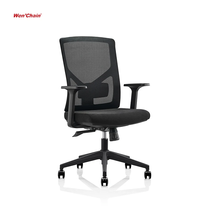 Manufacturers Cheap Staff Task Height Adjustable Computer Desk Midback Swivel Mesh Office Chair With Arm Rest