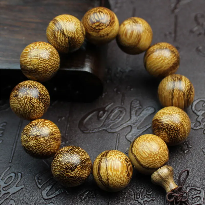 
Vietnam Huang Qi Nanmu Hand String Old Material Buddha Beads Lovers Bracelet Play Yellow Flowers Rosary Jewelry Wholesale 