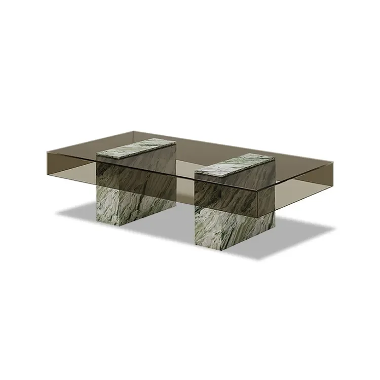 Living room green marble coffee table new design luxury glass top coffee table