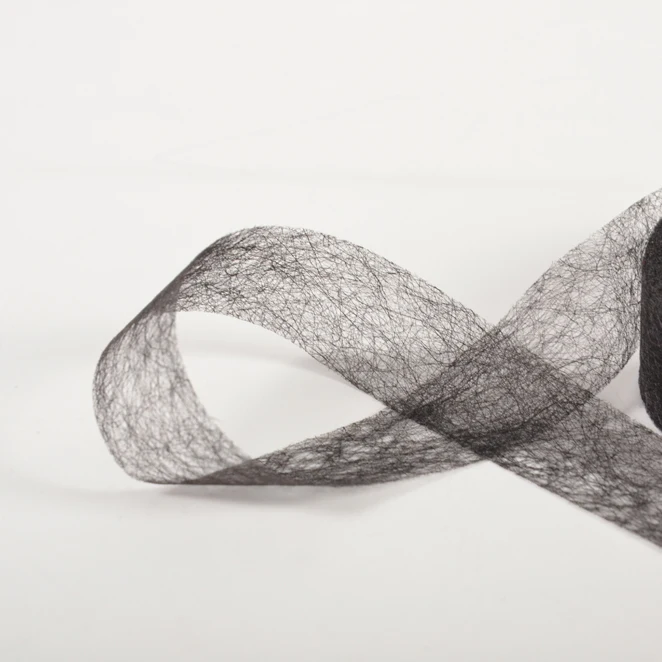 Interlining Manufacturer 23Gsm Black Fusing Tape Adhesive Iron On Hemming Tape