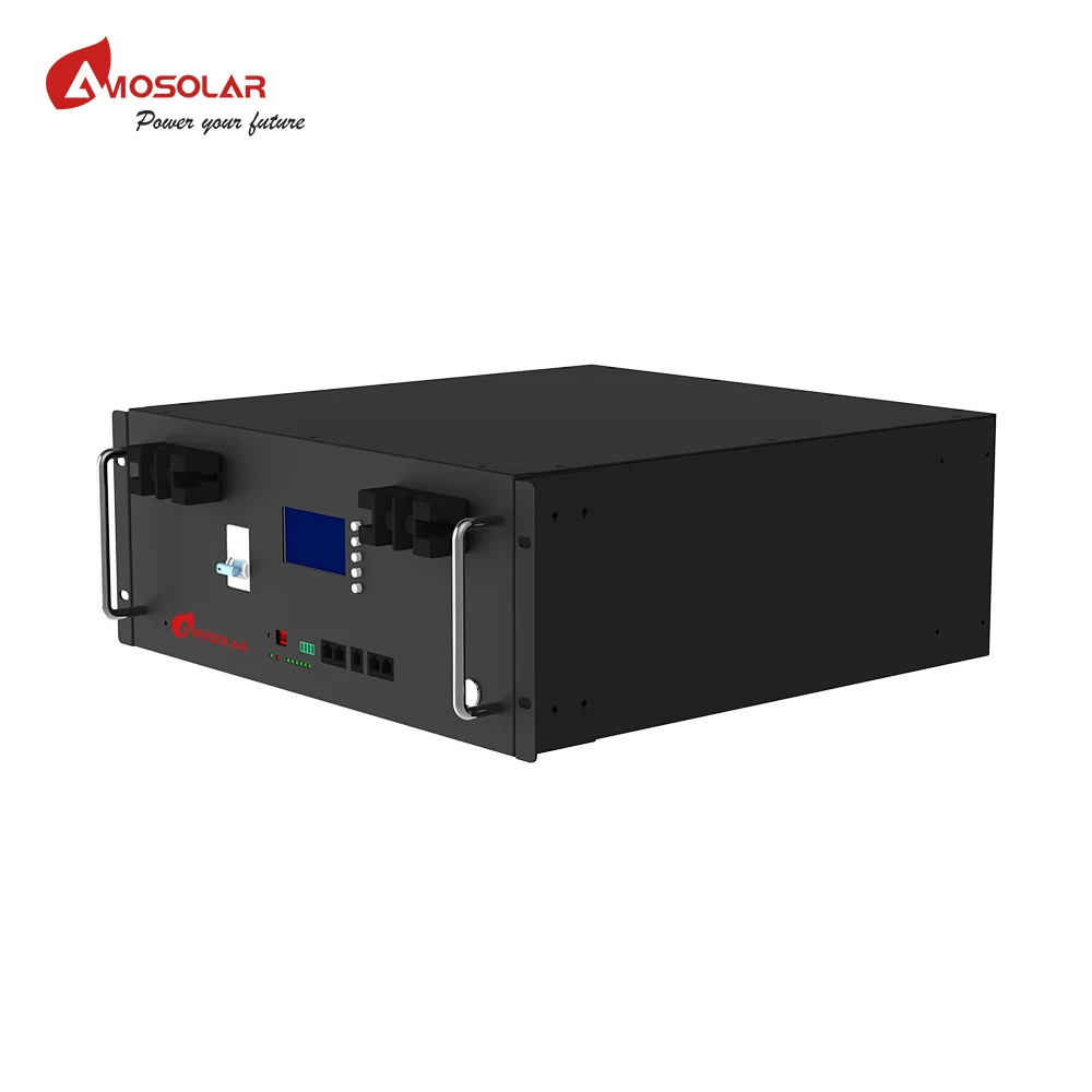 Amosolar High Efficiency 48V 51.2V 200AH 300AH Deep Cycle Server Rack Mount For Home Solar Storage Lifepo4 Battery Pack