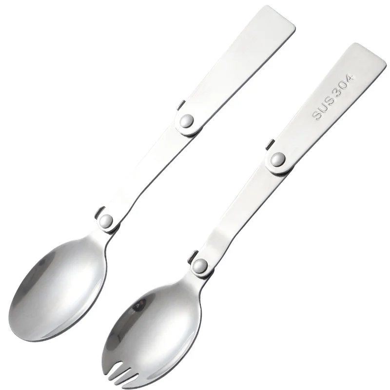 Портативный многоразовый складной Открытый салат комбинированных ложек и вилок складывающийся туристический столовая ложка вилка детская из нержавеющей стали Складная