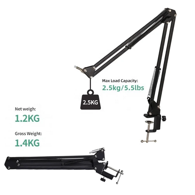 Takenoken Photographic Equipment Vlogging Accessories Heavy Duty Suspension Scissor Holder Bracket Microphone Boom Arm Stand