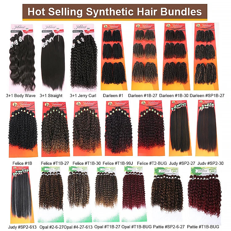 Julianna Wholesale Natural Curly Wavy 9X One Packet Solution Bio Organic Protein Fiber Synthetic Pack Bundles Hair Extension