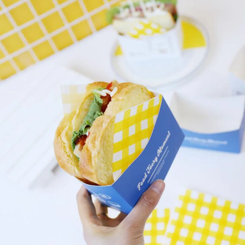Mini Cartoon Sandwich Toast Packaging Box Burger Paper Bag Baking Picnic Box