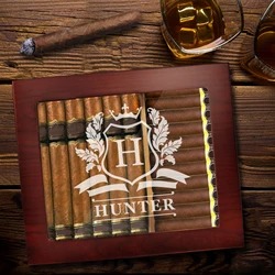 Factory Wholesale Hygrometer Humidifier Window Cedar Humidor Handmade Luxury Storage Personalized Wooden Cigarette Box