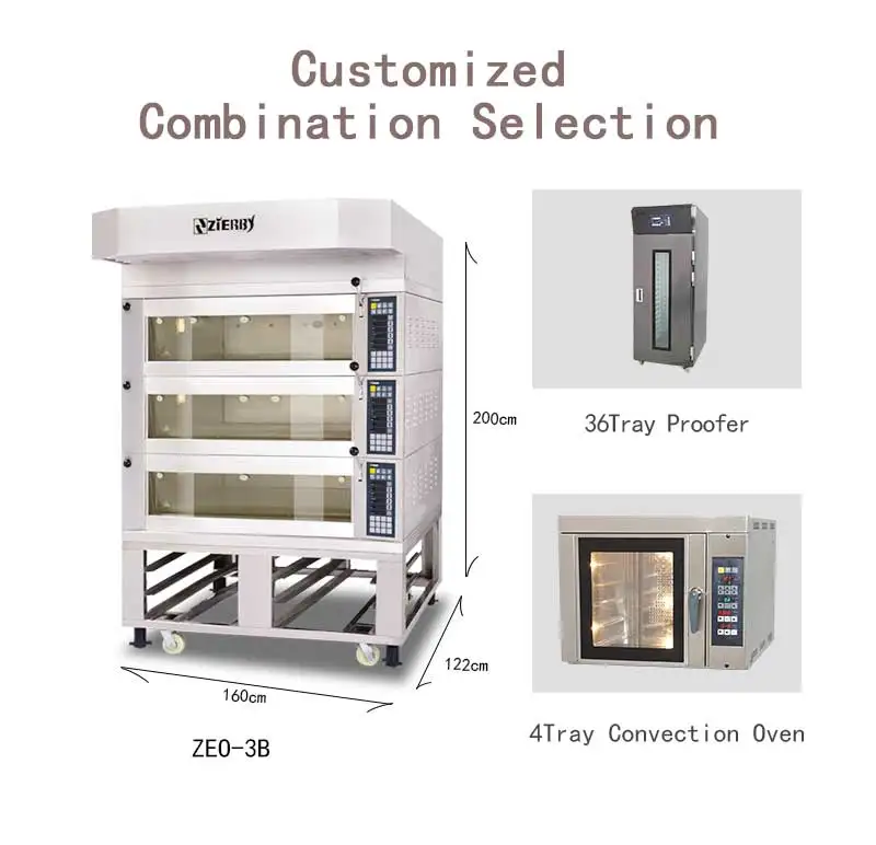 
3 deck 9 tray european bakery baking bread cake smart industrial ovens for baking 