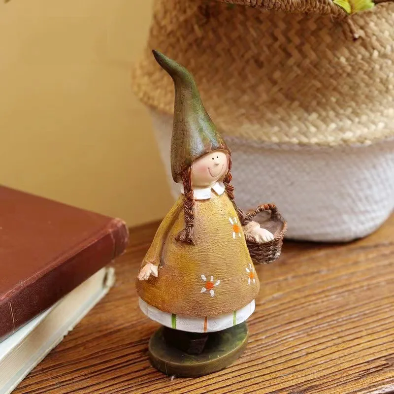 Resin Handicrafts Home Decor Resin Statue Basket Flower Girl Statue Forest Girl Resin Home Decoration Ornament Statue Gift