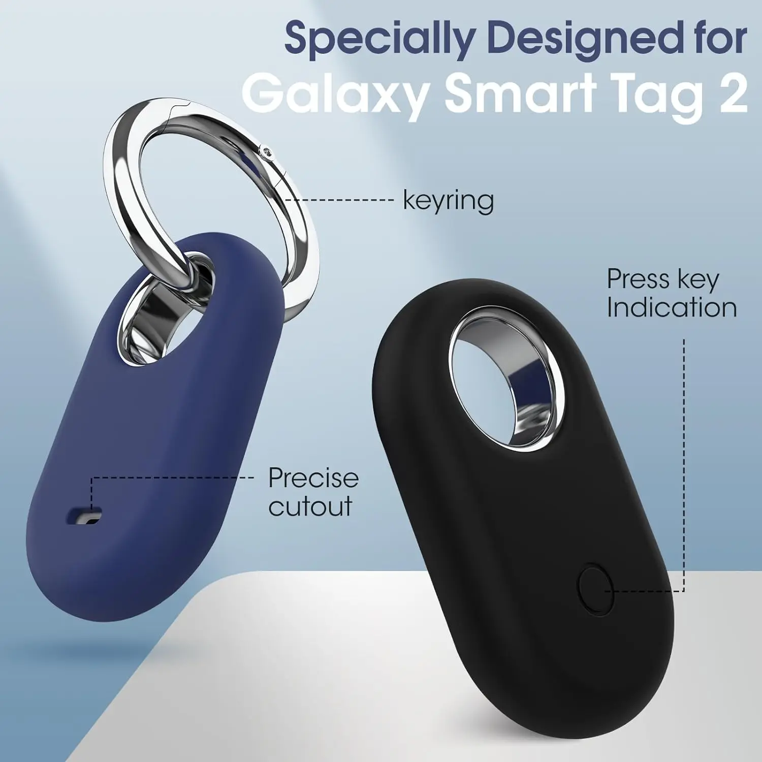 Round Keychain Anti lost Silicone Soft Bumper Protective Case For Samsung Galaxy SmartTag 2 Tracker
