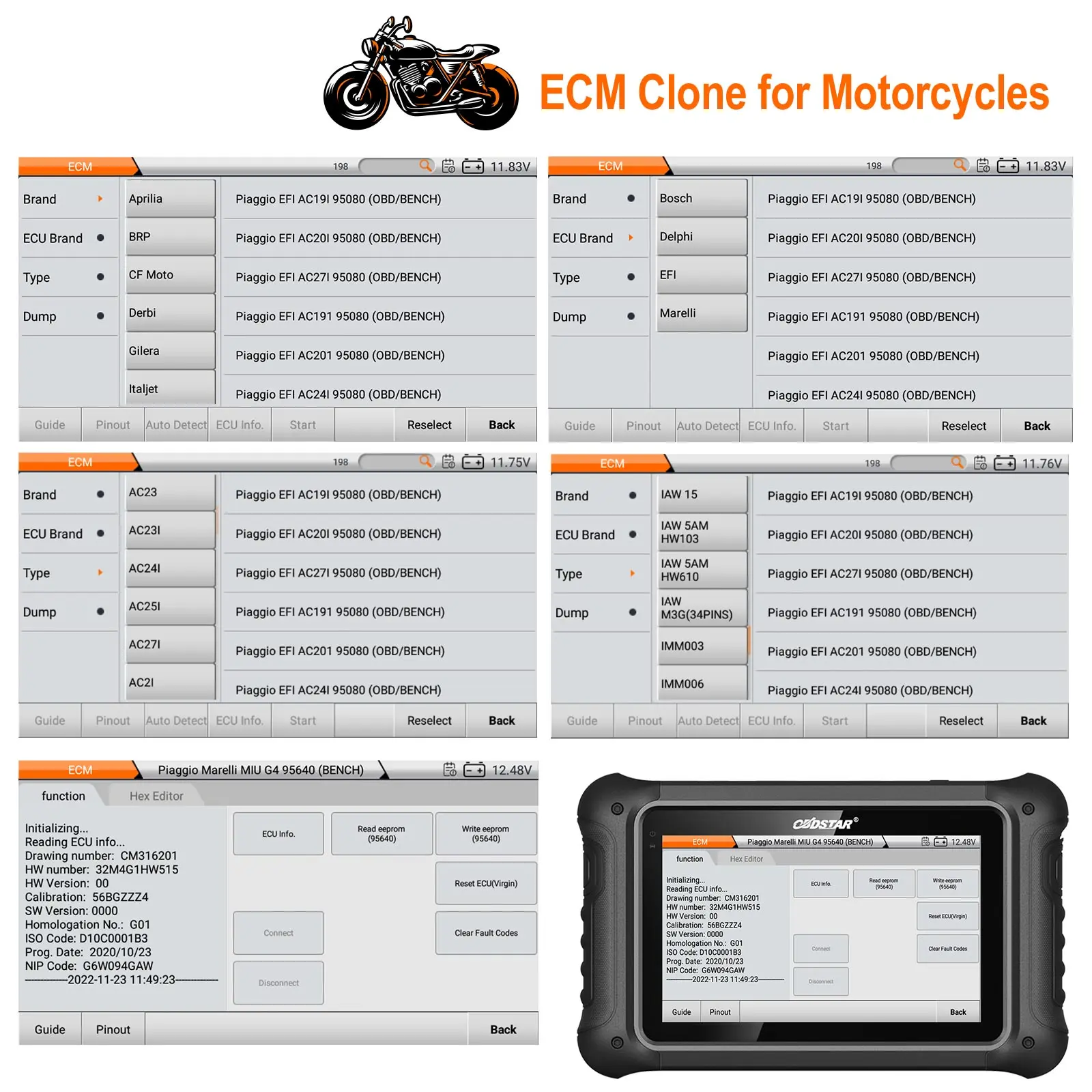 OBDSTAR DC706 ECU Tool Full Version + MP001 Set for Car and Motorcycle ECM & TCM & BODY Clone by OBD or BENCH