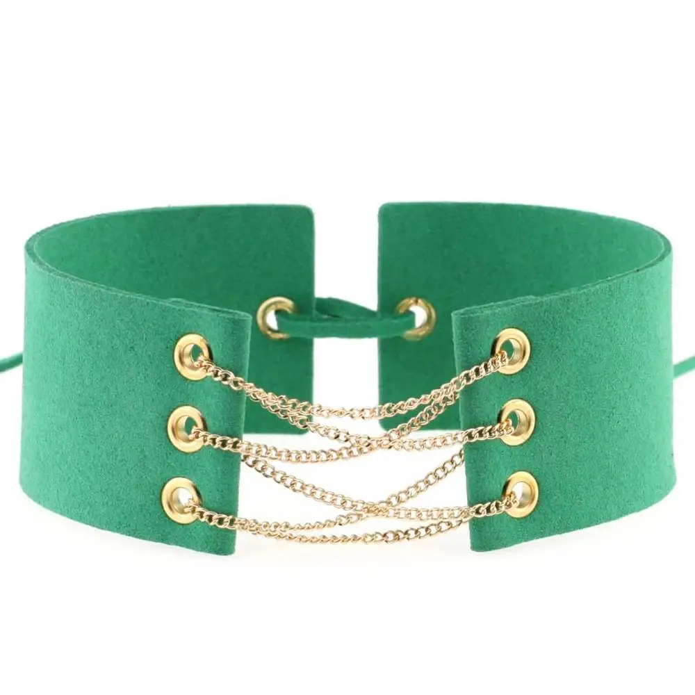 Wholesale and retail fashion street shot wide Korean flannel choker chain belt hollow alloy velvet collar necklace