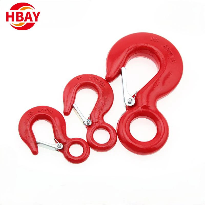 1 Ton Stainless Steel Casting Alloy Hook with American Eye Latch Strong Bearing Force Lifting Hook for Industrial & Hardware Use