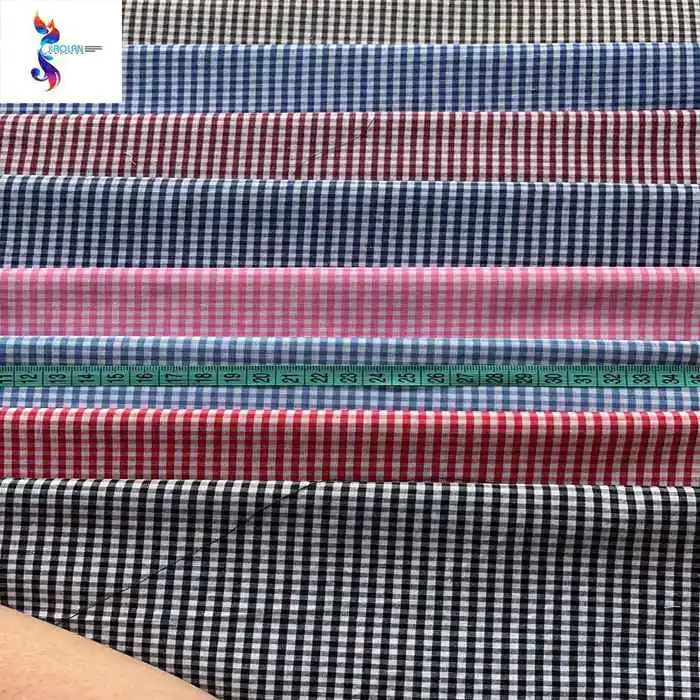 TC yarn dyed shirts fabric hot selling polyester cotton Gingham checked fabric school uniform plaid poplin shirting fabric