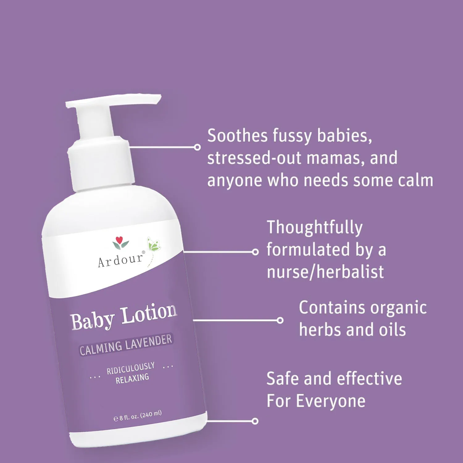 Calming Lavender Baby Lotion for Dry Skin Calendula Cream for Newborn Skin Care Organic Moisturizer for Children with Aloe Juice