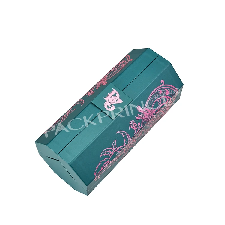 Custom Luxury Hexagon Black Rigid Wine Brandy Whisky Vodka Packaging Gift Paper Box Wholesale Coffret Cadeau Pour Liqueur