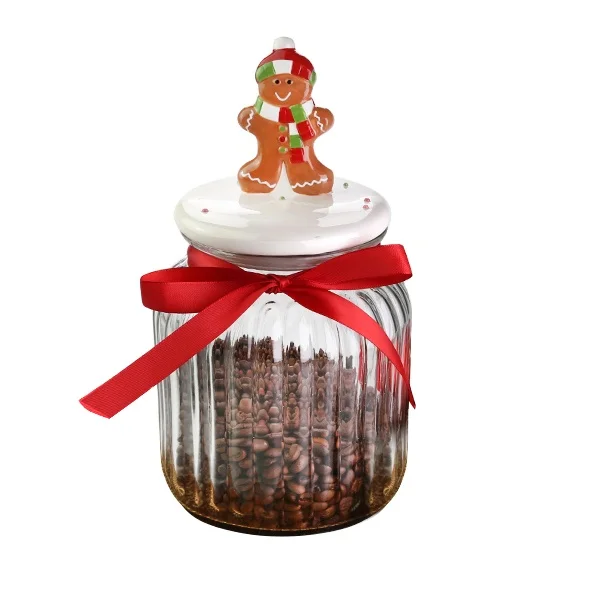 2000 мл стеклянная банка для хранения имбиря керамическая крышка вертикальная полоса декоративная герметичная