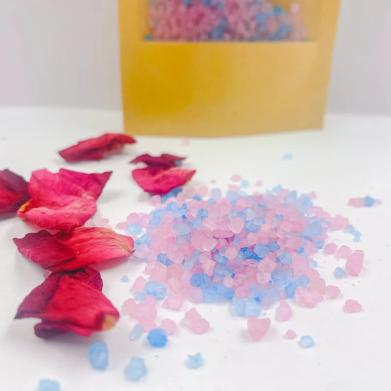 Vegan Pink Salt Bath Soak Relaxing Body Treatment with Lavender Scent Rose Scents Mineral Ingredients