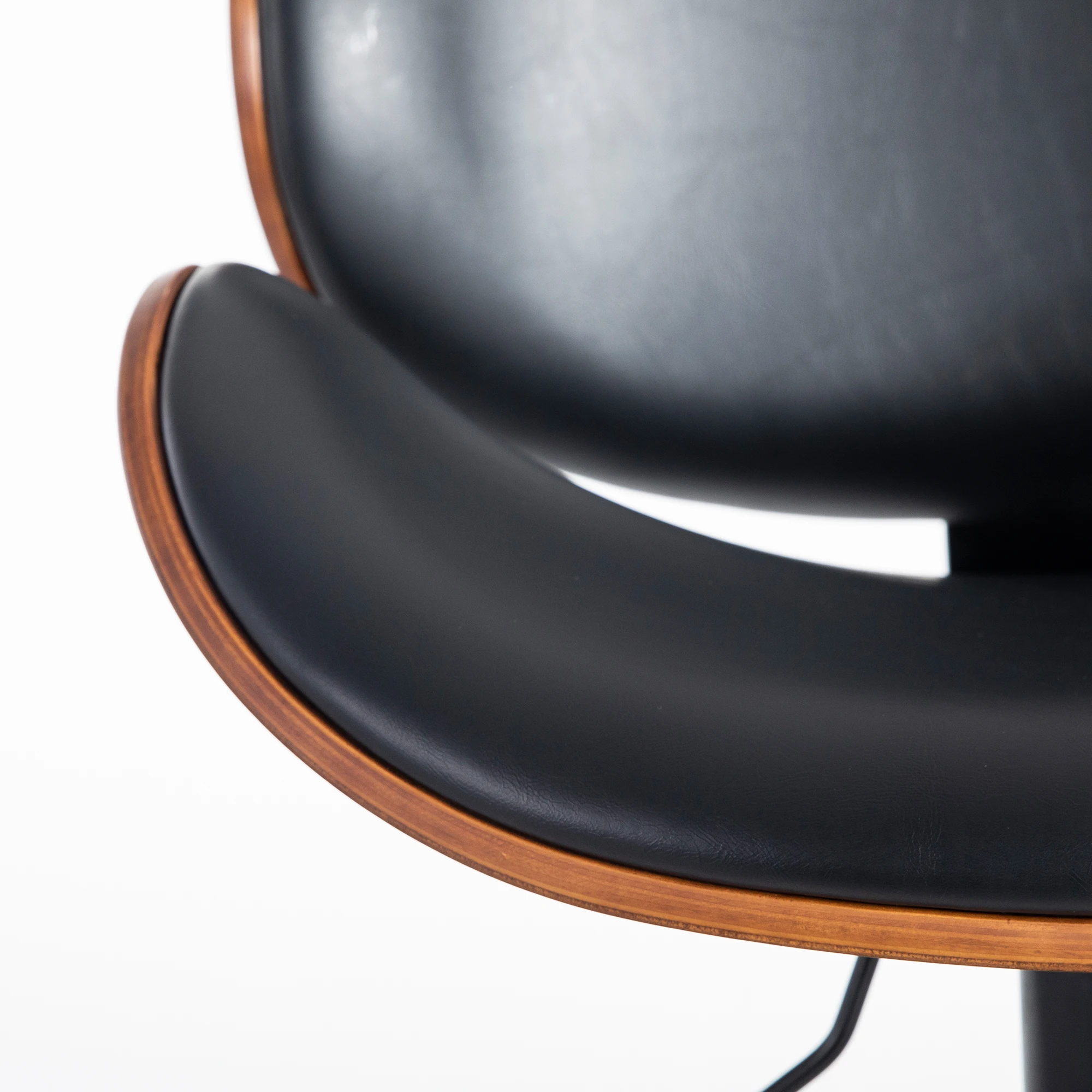 
Modern PU Faux Leather Upholstered Height Adjustable Barstool in Wood Finish, 2PCS 