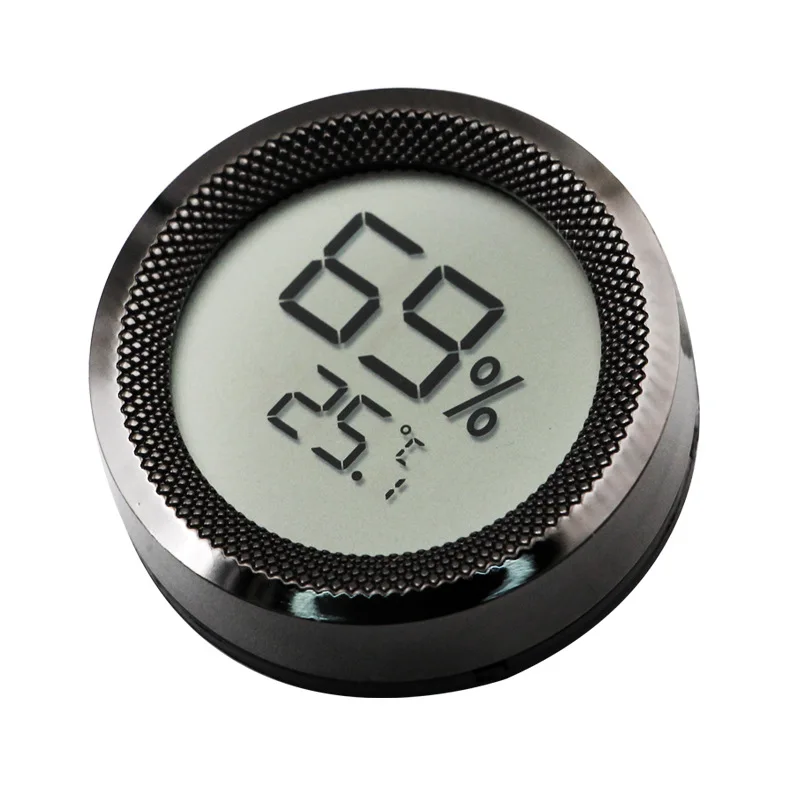 43mm Round Metal Cigar Box Digital Thermometer Hygrometer Mini Portable Cigar Humidor Hygrometer