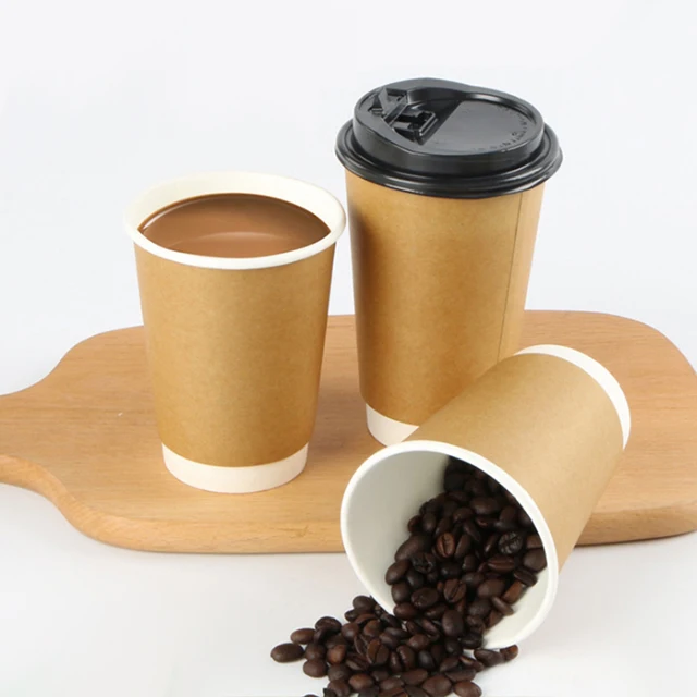 Disposable double wall coffee paper cup with lids 8oz 12oz 16oz 20oz