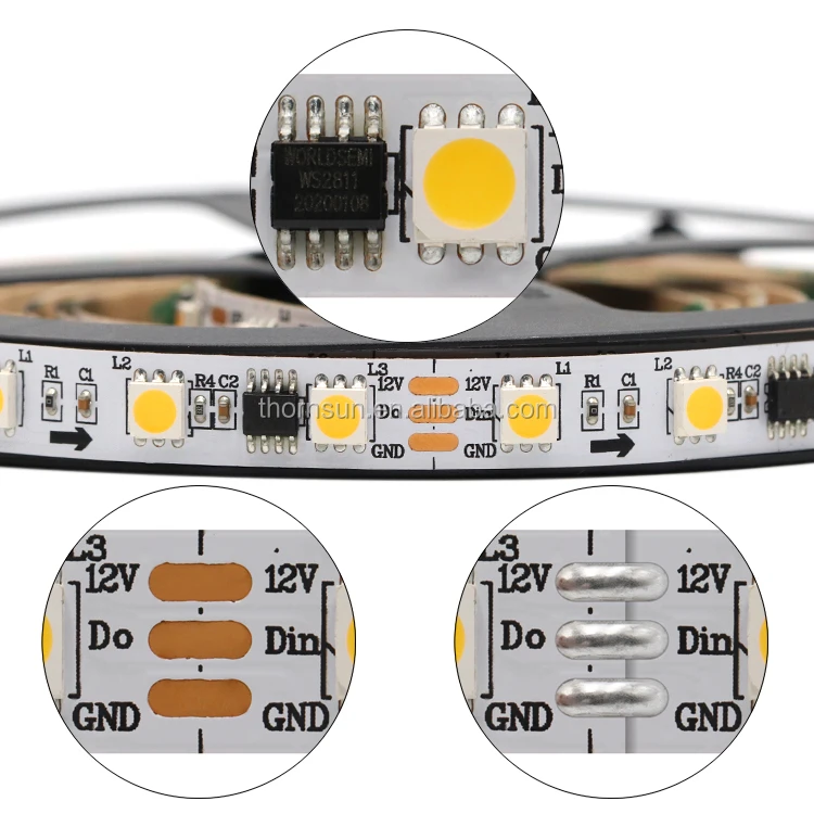 12v24v 60leds  SM16703 WS2811 IC white individually addressable led strip
