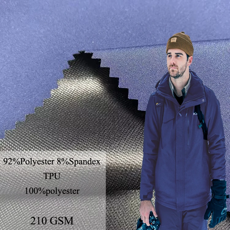 3 layer bonded waterproof fabric 4 way stretch polyester windproof outdoor fabric softshell jacket