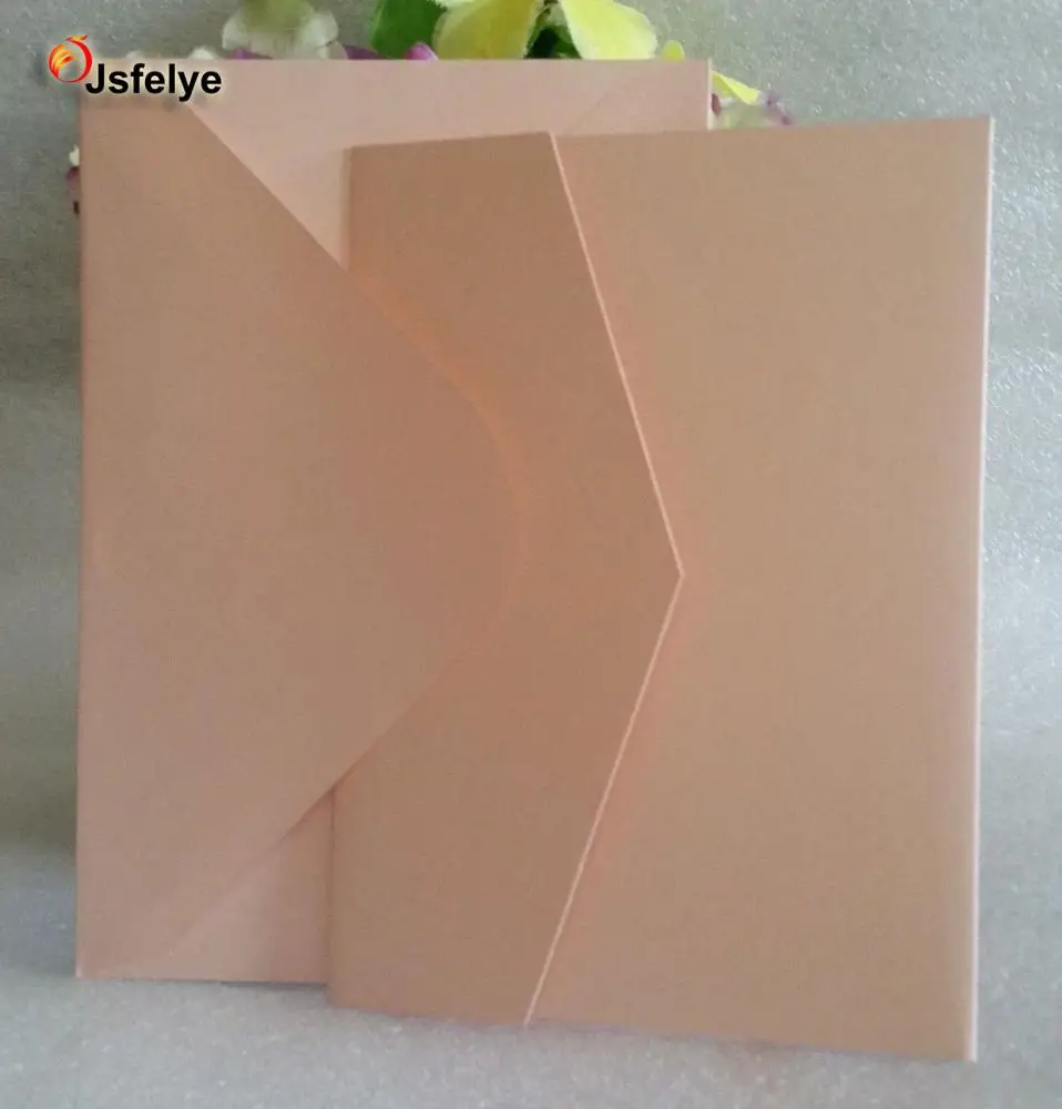 Pearl Paper Pocket Fold Wedding Invitation Cards with Envelope Pocketfold Invite