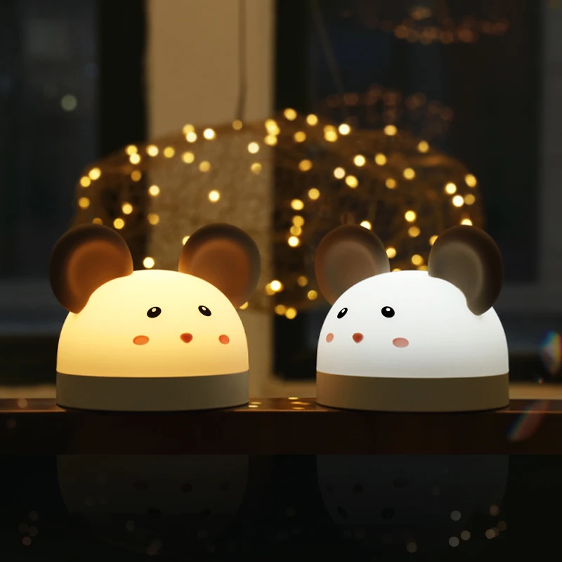  Ночной светильник Gulu mouse с мультяшным рисунком для детской комнаты прикроватный детский цифровой будильник USB-зарядкой подарка на день