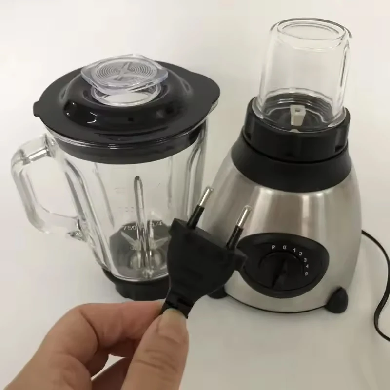 Heavy Duty Juicer 2-in-1 Electric Blender Smoothie Maker with Push Button Control Stainless steel Body Household Glass Container