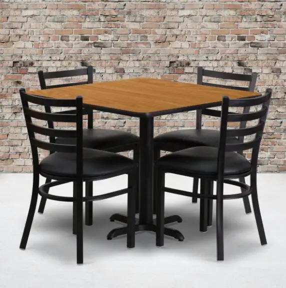 Cheap Square Laminate Table with Ladder Back Metal Chairs and Mesas E Cadeiras Usadas Para Restaurante