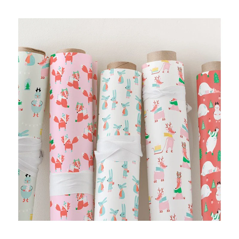 Low MOQ Manufacturer Christmas Packaging Rolling Paper Tissue Paper High Quality Creative Custom Gift Wrapping Paper Roll